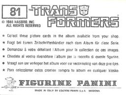 1986 Panini Transformers Stickers #81 