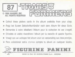 1986 Panini Transformers Stickers #87 Megatron 3/6 Back
