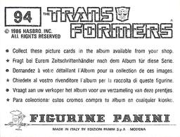 1986 Panini Transformers Stickers #94 