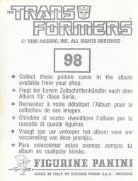 1986 Panini Transformers Stickers #98 
