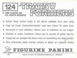 1986 Panini Transformers Stickers #124 Slag 1/6 Back