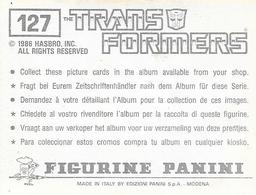 1986 Panini Transformers Stickers #127 Slag 4/6 Back