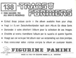1986 Panini Transformers Stickers #138 