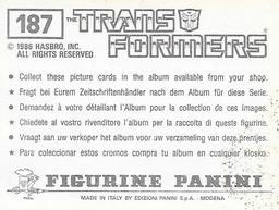 1986 Panini Transformers Stickers #187 