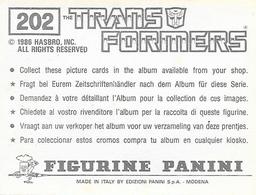 1986 Panini Transformers Stickers #202 