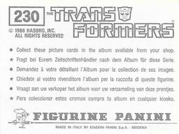 1986 Panini Transformers Stickers #230 