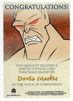 2005 Rittenhouse Xena and Hercules: The Animated Adventures - Autographs #NNO David Mackie Back