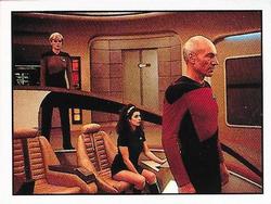 1987 Panini Star Trek: The Next Generation Stickers #7 Picard, Troi and Yar on the Bridge Front