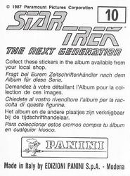 1987 Panini Star Trek: The Next Generation Stickers #10 Troi and Yar (right-half) Back