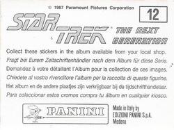 1987 Panini Star Trek: The Next Generation Stickers #12 Crew assisting frozen crewmember Back