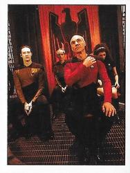 1987 Panini Star Trek: The Next Generation Stickers #17 Picard, Data, Yar and Troi on trial Front
