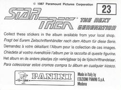 1987 Panini Star Trek: The Next Generation Stickers #23 Trial scene, crowd (lower left) Back