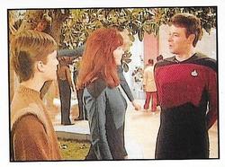 1987 Panini Star Trek: The Next Generation Stickers #33 Riker meeting Dr. Crusher and her son Wesley Front