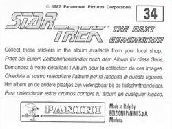 1987 Panini Star Trek: The Next Generation Stickers #34 Riker beaming up to Enterprise Back