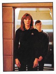 1987 Panini Star Trek: The Next Generation Stickers #39 Dr. Crusher and Wesley at bridge turbolift Front