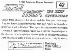 1987 Panini Star Trek: The Next Generation Stickers #42 Data, Yar, Riker and Troi, sensing pain from planet Back
