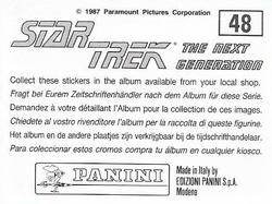 1987 Panini Star Trek: The Next Generation Stickers #48 Away team beaming to alien ship Back