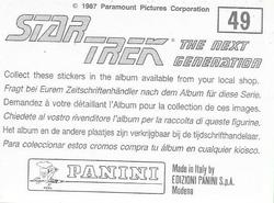 1987 Panini Star Trek: The Next Generation Stickers #49 Zorn imprisoned in force field Back