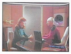 1987 Panini Star Trek: The Next Generation Stickers #64 Picard and Dr. Crusher in Captain's Ready Room Front