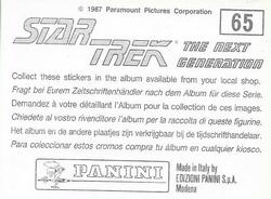 1987 Panini Star Trek: The Next Generation Stickers #65 Picard on bridge facing Lutan on viewscreen Back