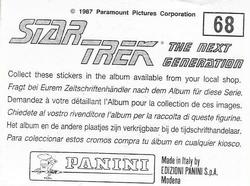 1987 Panini Star Trek: The Next Generation Stickers #68 Picard meeting with Lutan, his wife Yareena, Yar and Hagon Back