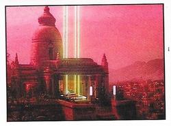 1987 Panini Star Trek: The Next Generation Stickers #70 Outside shot of palace with dueling arena lights Front