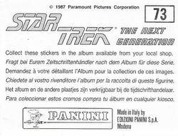 1987 Panini Star Trek: The Next Generation Stickers #73 Yareena, prepared for duel, with lady-in-waiting Back