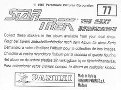 1987 Panini Star Trek: The Next Generation Stickers #77 Duel scene, Yar's upper body (upper left) Back