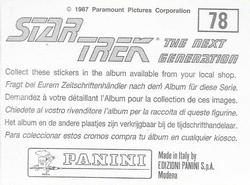 1987 Panini Star Trek: The Next Generation Stickers #78 Duel scene, Yareena's head hit by Yar's foot (upper right) Back