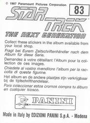 1987 Panini Star Trek: The Next Generation Stickers #83 Yar kneeling by Yareena, requesting beam-up from Enterprise Back