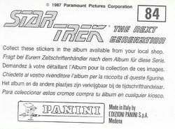1987 Panini Star Trek: The Next Generation Stickers #84 Yar on transporter pad with Dr. Crusher, saving Yareena Back
