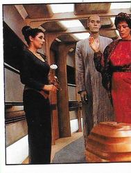 1987 Panini Star Trek: The Next Generation Stickers #93 Troi in corridor with her mother and Mr. Homn (left half) Front