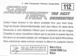 1987 Panini Star Trek: The Next Generation Stickers #112 Wyatt using hypo-spray on guard Back