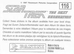 1987 Panini Star Trek: The Next Generation Stickers #116 Ariana, with fellow Tarellian plague victims Back