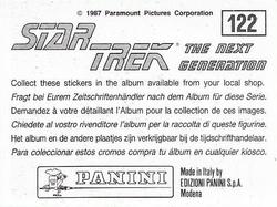 1987 Panini Star Trek: The Next Generation Stickers #122 Kosinski in the transporter room, Traveler in background Back