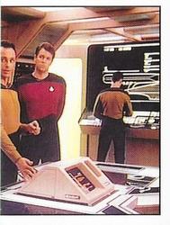 1987 Panini Star Trek: The Next Generation Stickers #124 Riker with Kosinski in Engineering (right half) Front