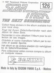 1987 Panini Star Trek: The Next Generation Stickers #126 Traveler with Wesley Crusher (left half) Back
