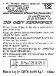 1987 Panini Star Trek: The Next Generation Stickers #132 Picard before viewscreen showing strange dimension Back