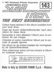1987 Panini Star Trek: The Next Generation Stickers #143 Riker and Picard helping Traveler back to Engineering Back
