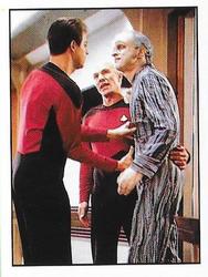 1987 Panini Star Trek: The Next Generation Stickers #143 Riker and Picard helping Traveler back to Engineering Front