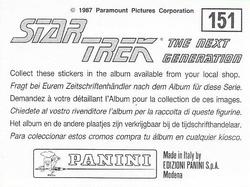 1987 Panini Star Trek: The Next Generation Stickers #151 Bridge crew observing Ferengi ship on viewscreen Back