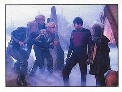 1987 Panini Star Trek: The Next Generation Stickers #178 Riker and Portal facing three cringing Ferengi Front