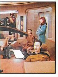 1987 Panini Star Trek: The Next Generation Stickers #182 Data, Crusher, Wesley, Troi and Worf on bridge (right half) Front