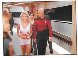 1987 Panini Star Trek: The Next Generation Stickers #204 Picard, Rivan and Troi walking through Enterprise corridor Front