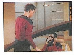 1987 Panini Star Trek: The Next Generation Stickers #236 Riker giving a visor-less LaForge his sight Front