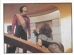1987 Panini Star Trek: The Next Generation Stickers #237 A female Klingon crawling towards Worf Front