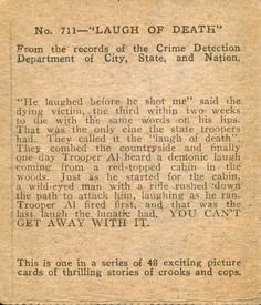1936 American G-Men (R13-2) #711 Laugh Of Death Back