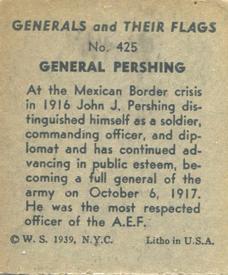 1939 W.S. Corp Generals & Their Flags (R58) #425 John J. Pershing Back