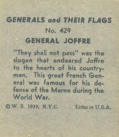 1939 W.S. Corp Generals & Their Flags (R58) #429 Joseph Joffre Back