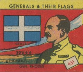 1939 W.S. Corp Generals & Their Flags (R58) #431 Gen. Rhodes Front